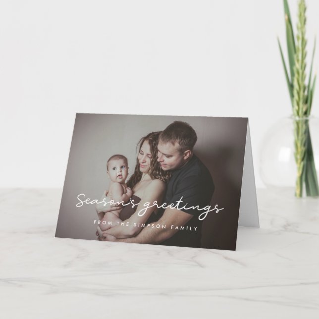 Season's Greetings Simple Photo Holiday Card (Front)