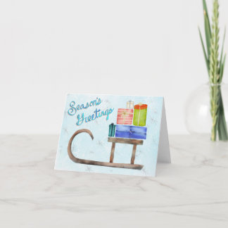 Season's Greetings Sled Presents Thank You Card