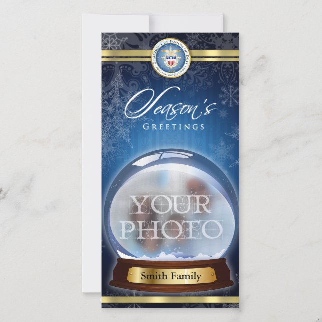 Season's Greetings Snow Globe Holiday Card (Front)