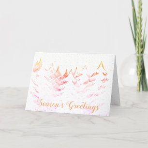 Seasons Greetings Snow Laden Trees White Christmas Holiday Card