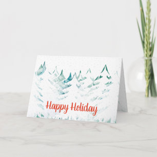 Seasons Greetings Snow Laden Trees White Christmas Holiday Card
