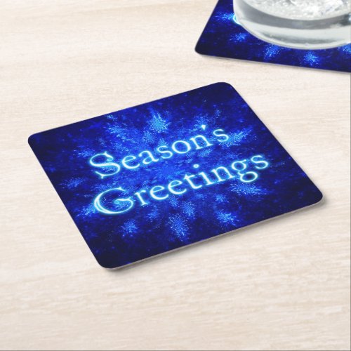 Seasons Greetings _ Snowburst Square Paper Coaster