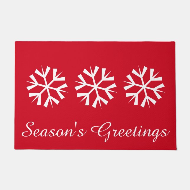 Seasons Greetings Snowflake Doormat (Front)