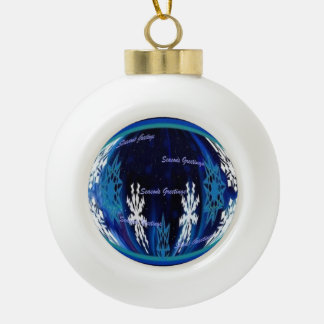 Seasons Greetings Snowflake Globe Ceramic Ball Christmas Ornament