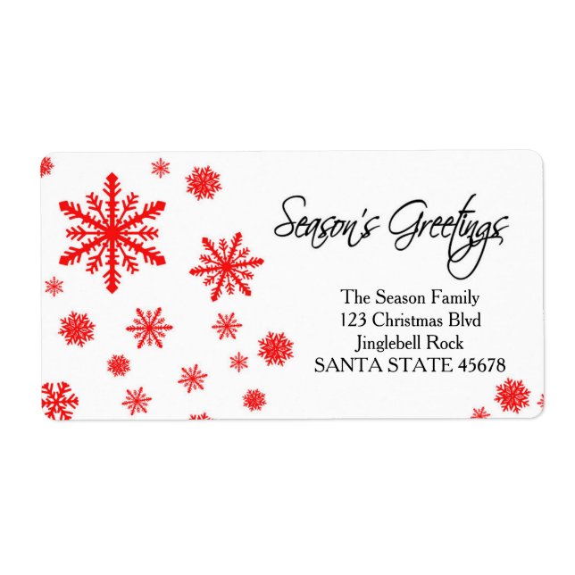 Season's Greetings snowflake Holiday Address Label (Front)