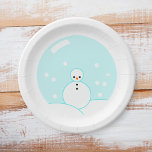 Seasons Greetings Snowglobe Snowman Paper Plate