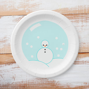 Seasons Greetings Snowglobe Snowman Paper Plate
