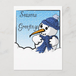 Seasons Greetings Snowman Postcard