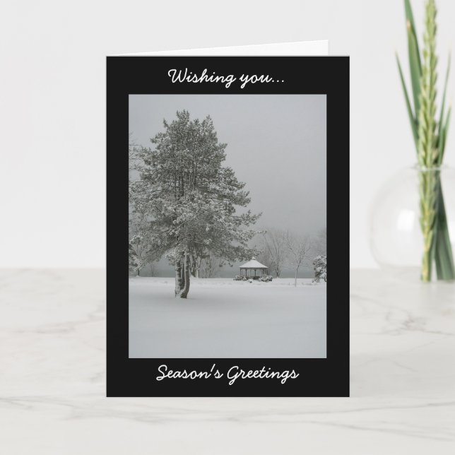 Season's Greetings-Snowy Winter Landscape Holiday Card (Front)