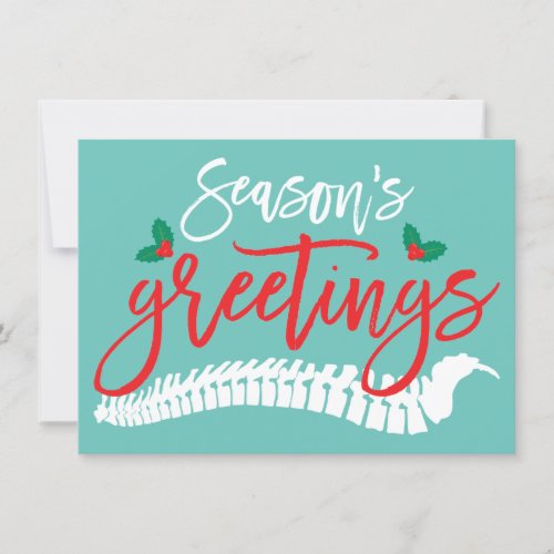 Season's Greetings Spine and Holly Christmas Holiday Card