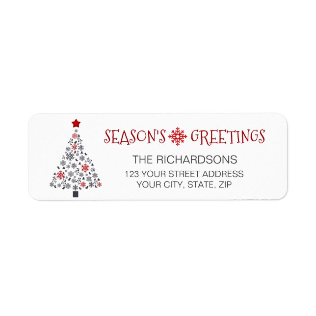 Season's Greetings Star Christmas Tree Address Label (Front)