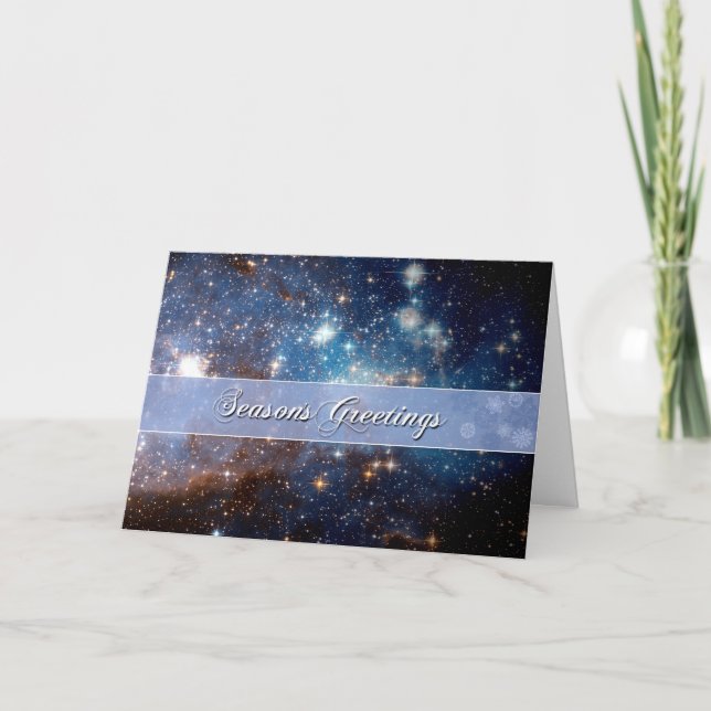 Season's Greetings Starry Night – Hubble Telescope Holiday Card (Front)