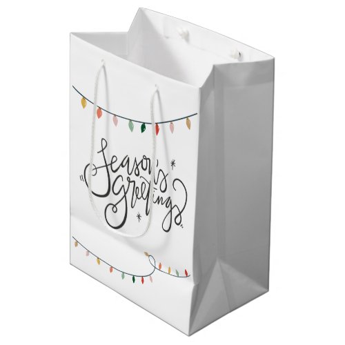 Seasons Greetings  String of Christmas Lights Medium Gift Bag