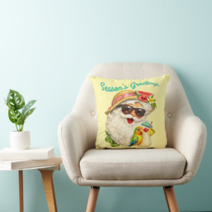 Season's Greetings - Summer Santa Throw Pillow