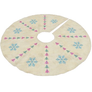 Season's Greetings Triangle Sampler Trees And Snow Brushed Polyester Tree Skirt by thatcrazyredhead at Zazzle