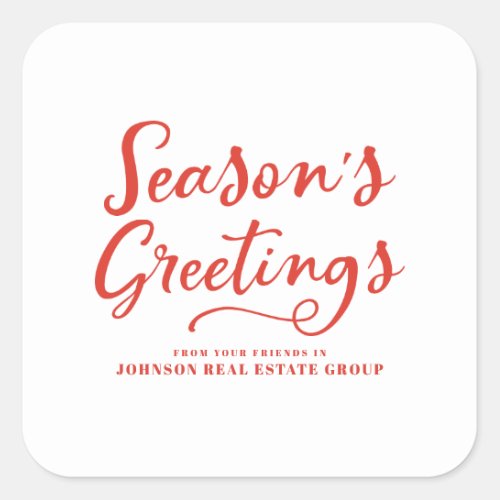 Seasons Greetings Typography  Holiday Greetings Square Sticker