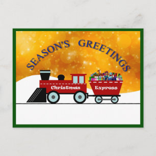 Season's Greetings v.5d: Christmas Express (train) Holiday Postcard