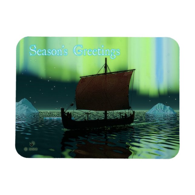 Season's Greetings - Viking Ship Magnet (Horizontal)