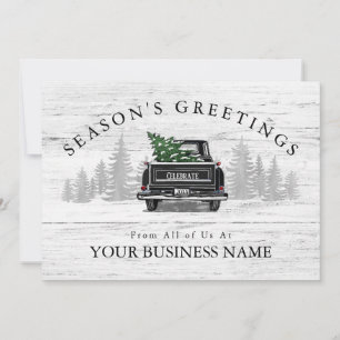 Season's Greetings Vintage Black Truck Business Holiday Card