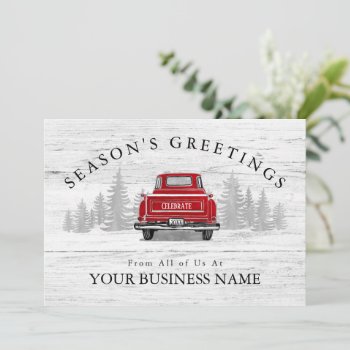 Season's Greetings Vintage Red Truck Business Holiday Card by ilovedigis at Zazzle