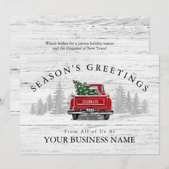 Season's Greetings Vintage Red Truck Business Holiday Card | Zazzle