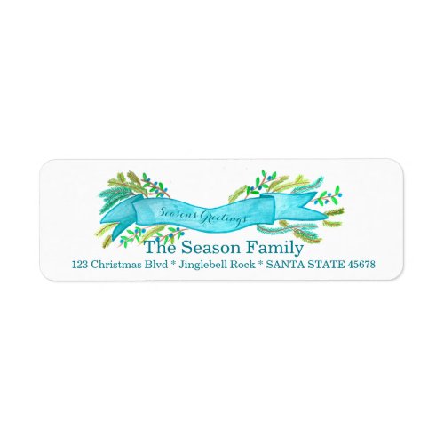 Seasons Greetings  watercolor Christmas banner Label