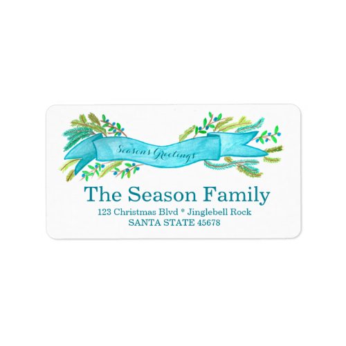 Seasons Greetings  watercolor Christmas banner Label