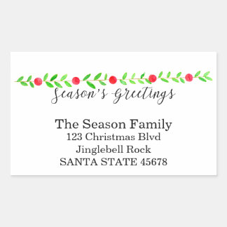 Season's Greetings , watercolor Christmas banner Rectangular Sticker