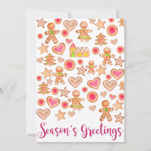 Season's Greetings watercolor gingerbread cookies Invitation