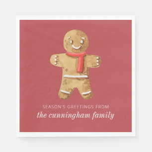 Season's Greetings Watercolor Gingerbread Man Napkins