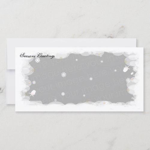 Seasons Greetings White  Roses Holiday Card