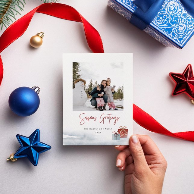 Seasons Greetings Winter Gift Holiday Card (Creator Uploaded)