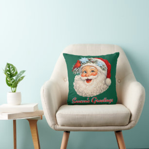 Season's Greetings - Winter Santa Throw Pillow