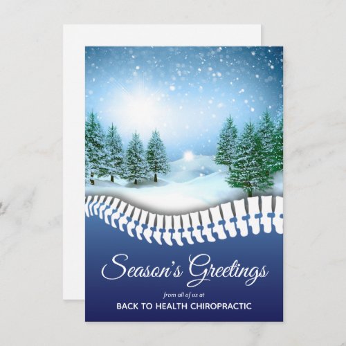 Season's Greetings Winter Scene Blue Chiropractic Holiday Card