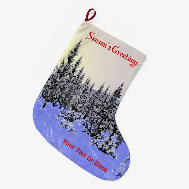 Season's Greetings - Winter Solstice Large Christmas Stocking (Front (Hanging))