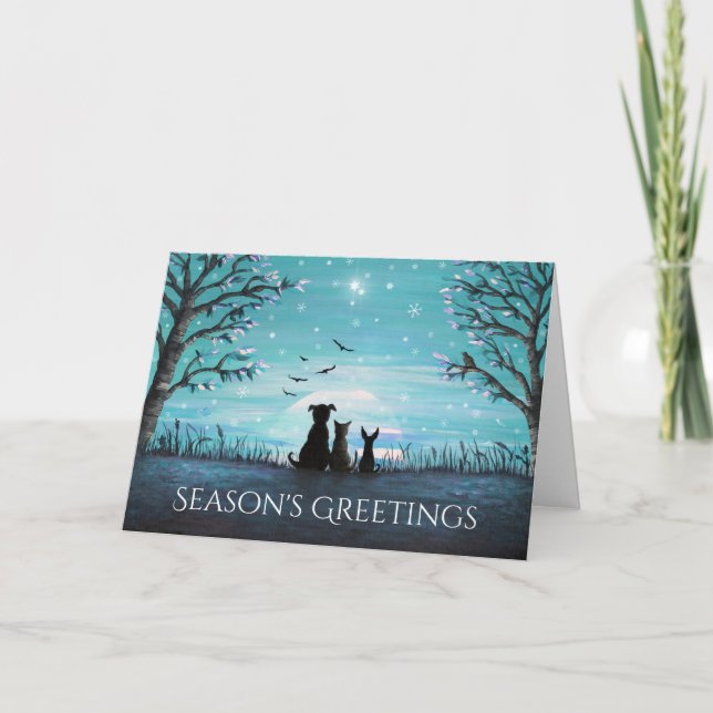 Season's Greetings Winter Sunset Holiday Card (Front)