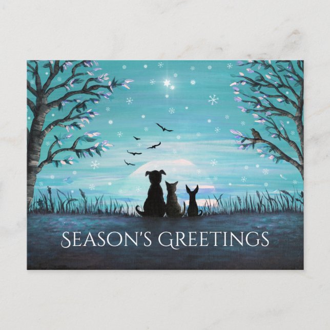 Season's Greetings Winter Sunset Holiday Postcard (Front)