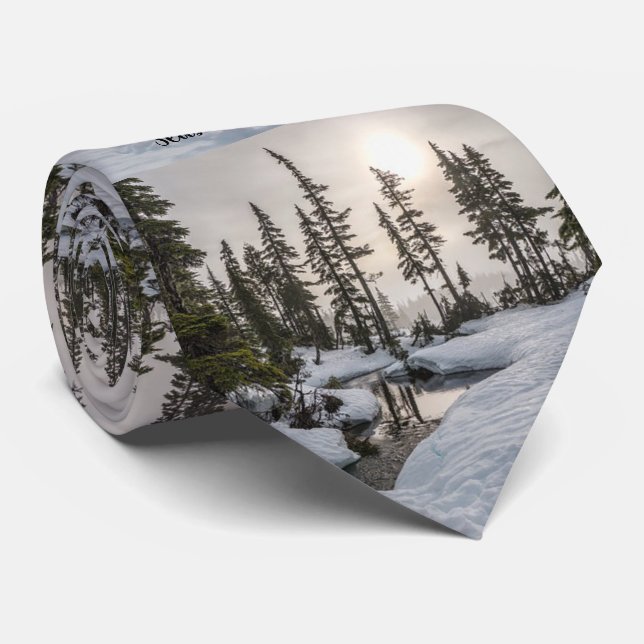 Seasons Greetings Winter Wonderland Christmas Neck Tie (Rolled)