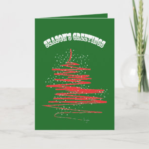 Season's Greetings with Tree Custom Holiday Card