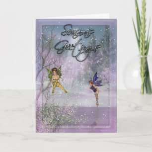 Season's Greetings with winter fairy's Holiday Card