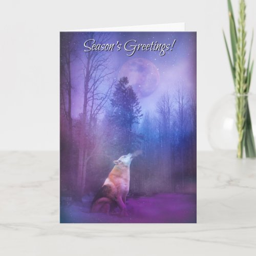 Seasons Greetings Wolf in Snow Card