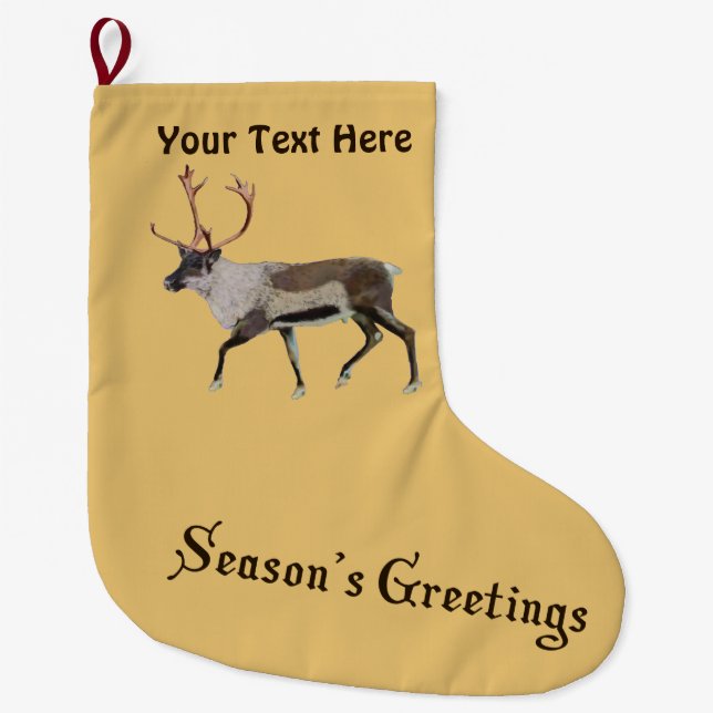 Season's Greetings - Woodland Caribou Large Christmas Stocking (Front)
