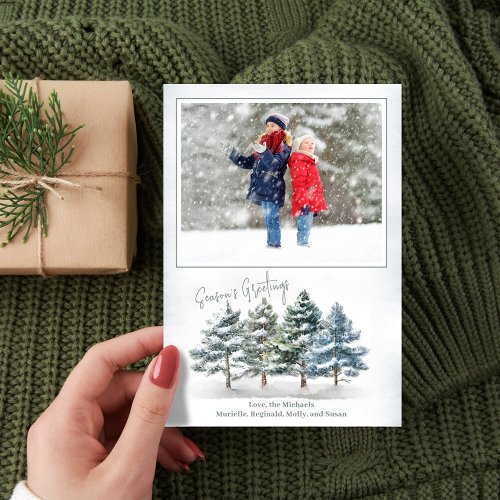 Seasons Greetings Woodland Photo Holiday Card