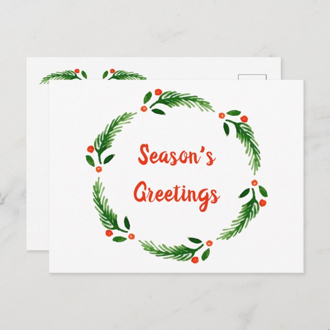 Season's Greetings Wreath Post Card (Front/Back)