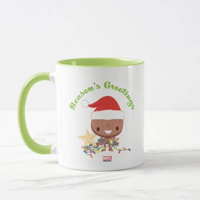 Season's Grootings Holiday Lights Groot Mug (Left)