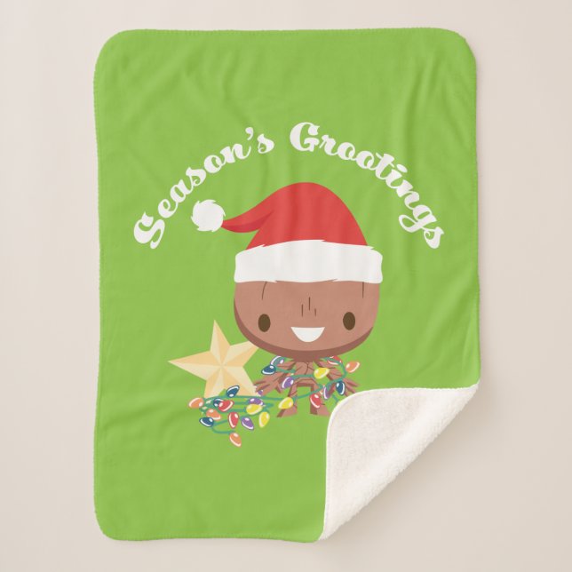 Season's Grootings Holiday Lights Groot Sherpa Blanket (Front)