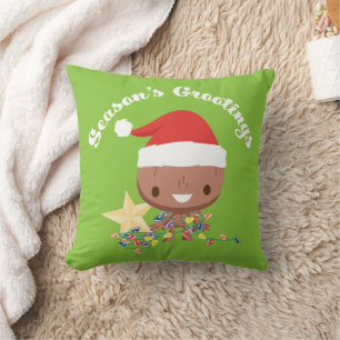 Season's Grootings Holiday Lights Groot Throw Pillow