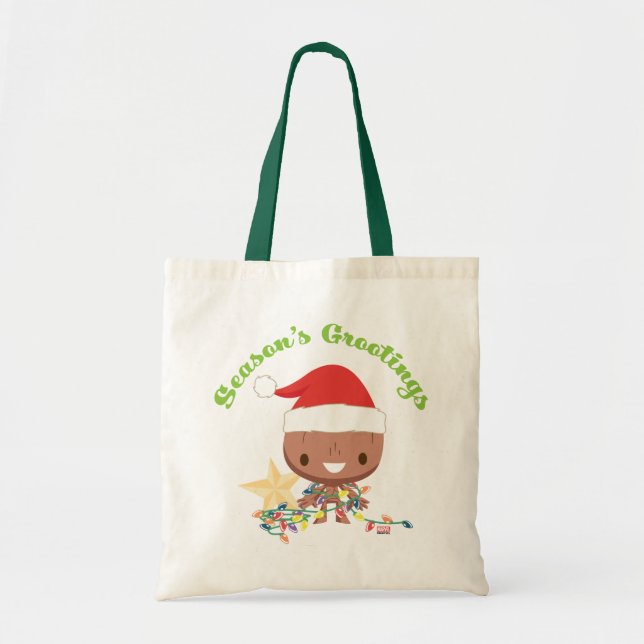 Season's Grootings Holiday Lights Groot Tote Bag (Front)