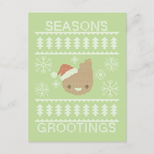 Seasons Grootings Stitched Groot Graphic Holiday Postcard