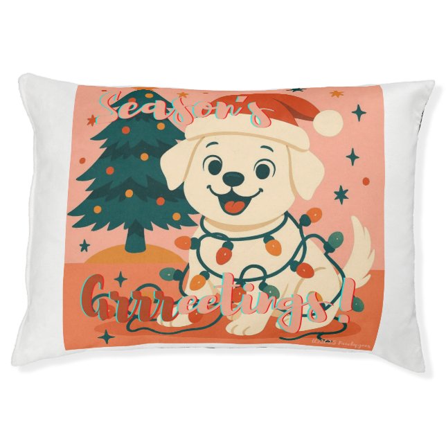 Season's Grrreetings! Cute & Funny Dog Pet Bed (Front)